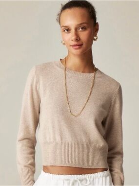 J. Crew Cropped Crewneck Sweater in Light Beige